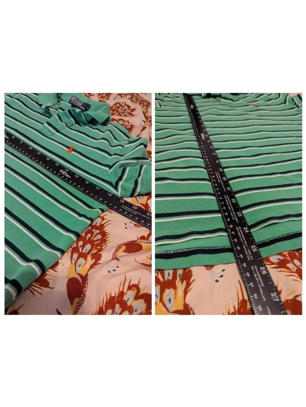 Vintage Polo Ralph Lauren Shirt Small S Green Striped Single Stitch Custom Fit